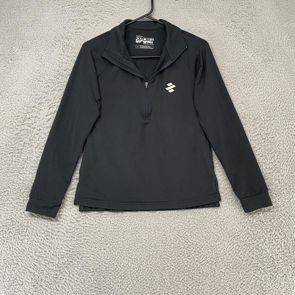 Marine Layer Quarter Zip Shirt Womens Small Black Long Sleeve Weekend Sport Top